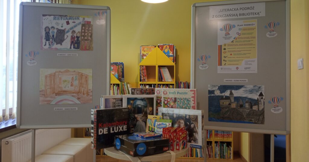Wakacyjny konkurs plastyczny „Z książką w świat” realizowany w ramach projektu „Literacka podróż z gołczańską biblioteką” został rozstrzygnięty.
